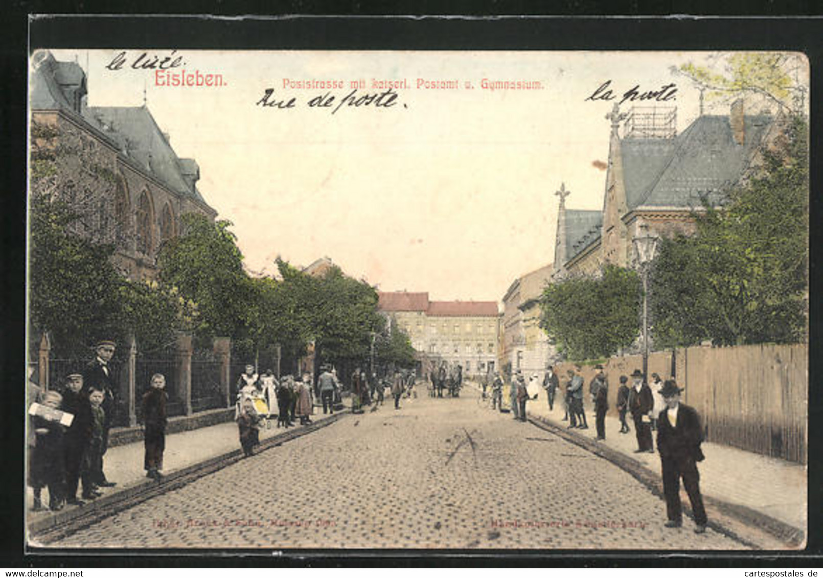 AK Eisleben, Poststrasse Mit Kaiserl. Postamt Und Gymnasium - Lutherstadt Eisleben