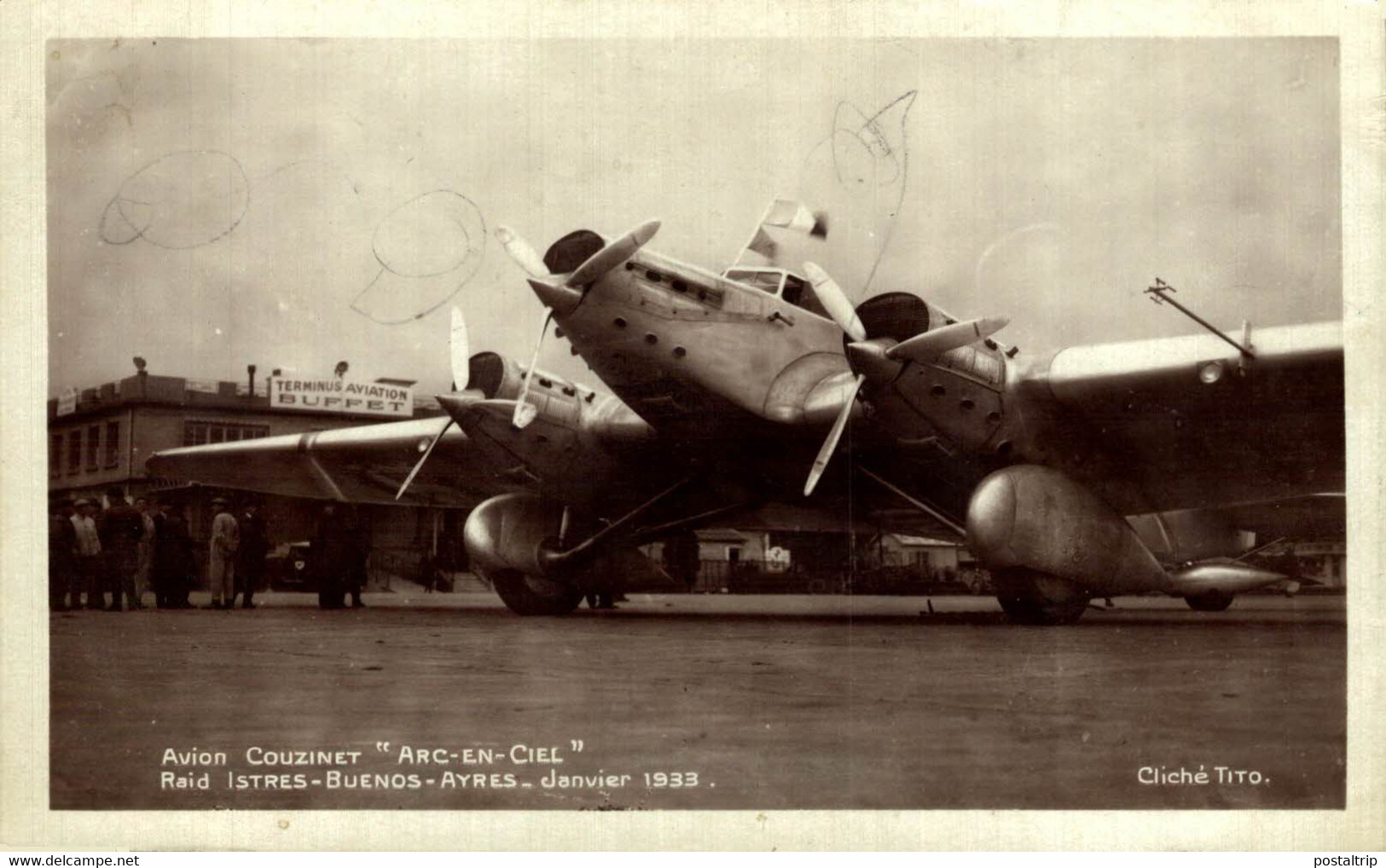 TRES RARE Avion Couzinet Arc En Ciel Raid Istres Buenos Ayres 1933 HISPANO SUIZA 650 CV - 1919-1938: Between Wars