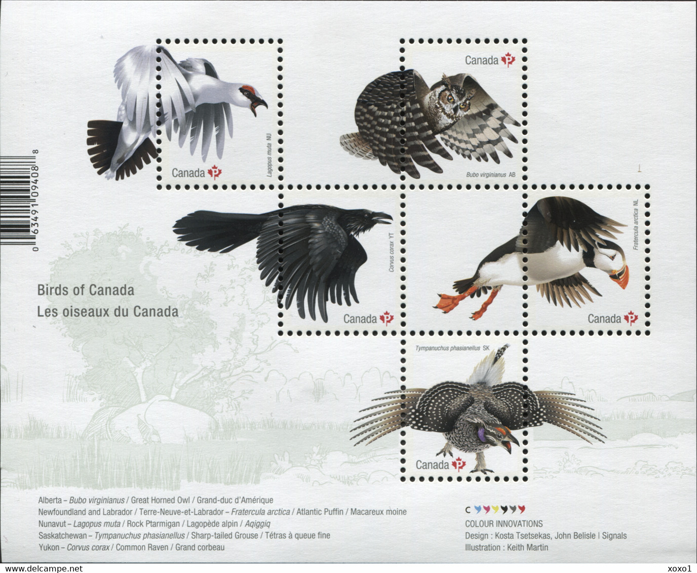 Canada 2016 MiNr. 3391 - 3395 (Block 238) Kanada Birds - I , Owls Puffins S\sh MNH ** 9,50 € - Eulenvögel
