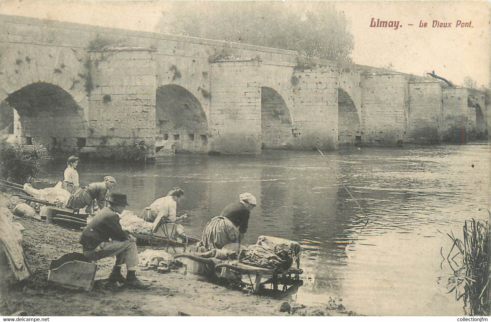 CPA FRANCE 78 "Limay, Le Vieux Pont" / LAVEUSE - Limay