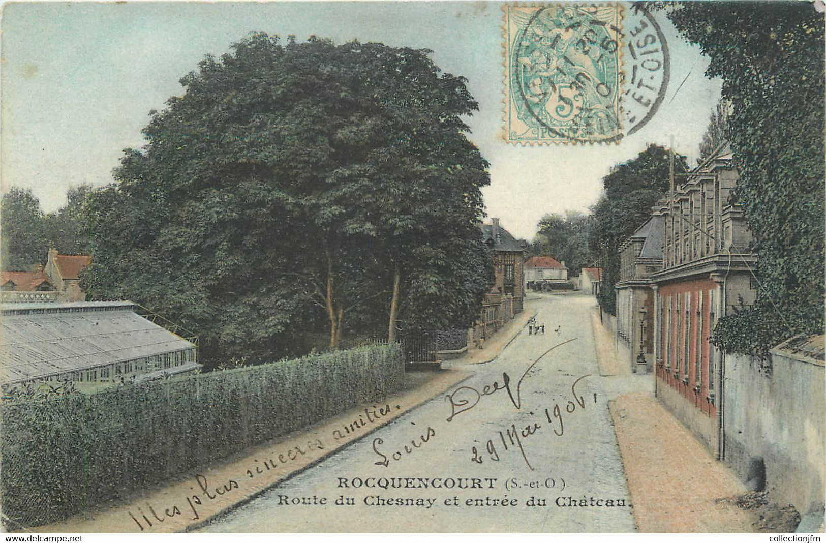 CPA FRANCE 78 "Rocquencourt, Route Du Chesnay Et Entrée Du Château" - Rocquencourt