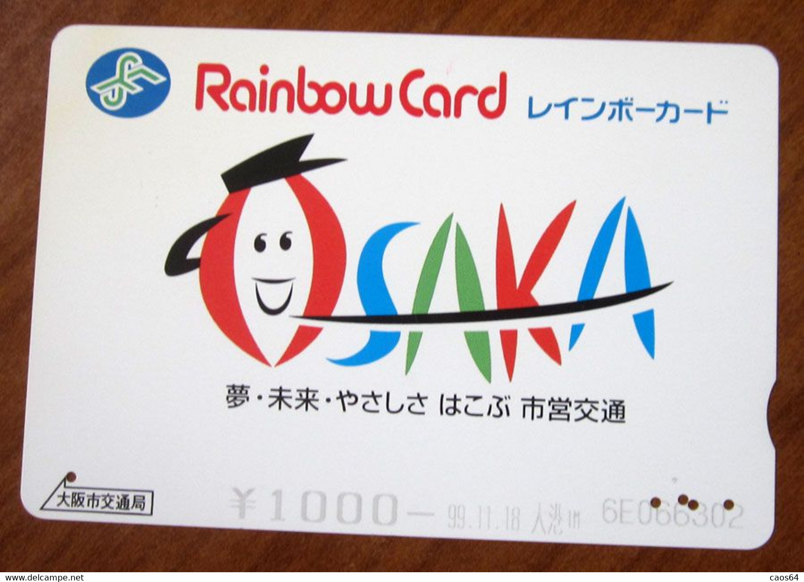 GIAPPONE Ticket Biglietto  Treni Metro Bus Osaka Rainbow  Card 1.000 ¥ - Usato - Monde