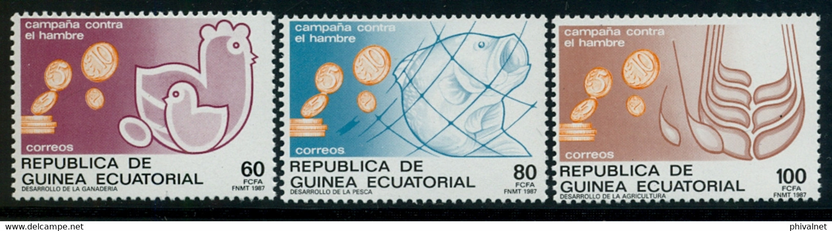 GUINEA ECUATORIAL , ED. 89 / 91 ** , CAMPAÑA CONTRA EL HAMBRE - Guinea Equatoriale