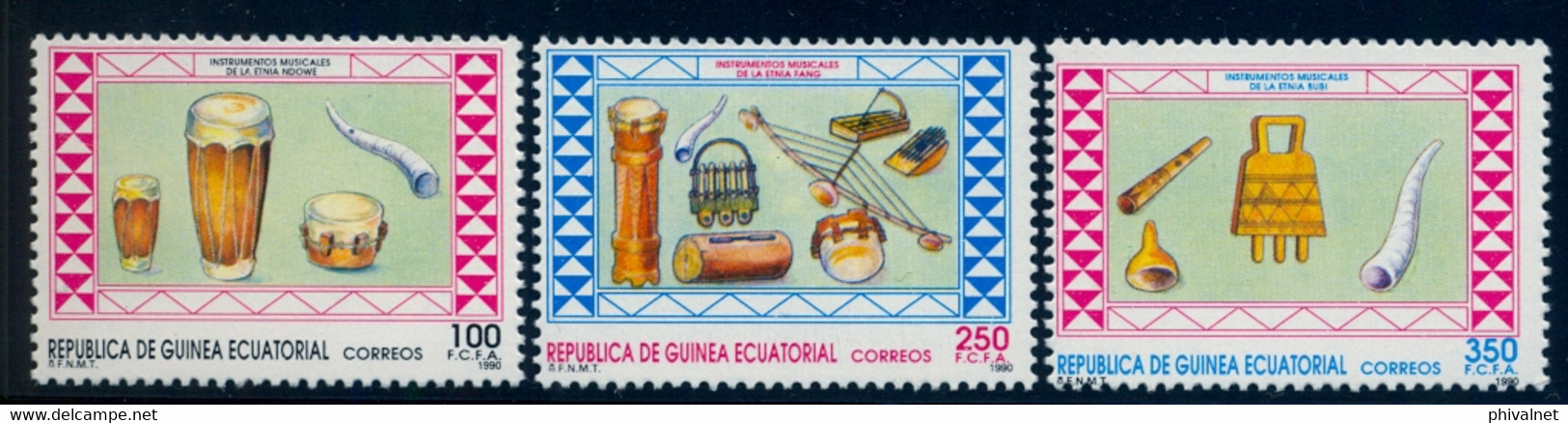 GUINEA ECUATORIAL , ED. 126 / 128 ** , INSTRUMENTOS MUSICALES - Guinée Equatoriale