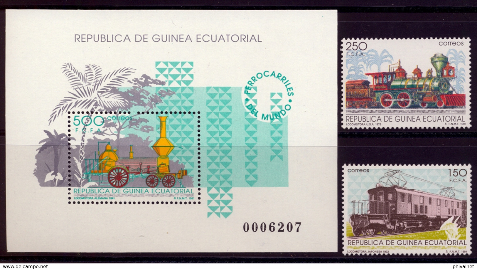 GUINEA ECUATORIAL , ED. 146 / 148 ** , FERROCARRILES DEL MUNDO , TRAINS , TRENES , RAILWAYS - Equatorial Guinea