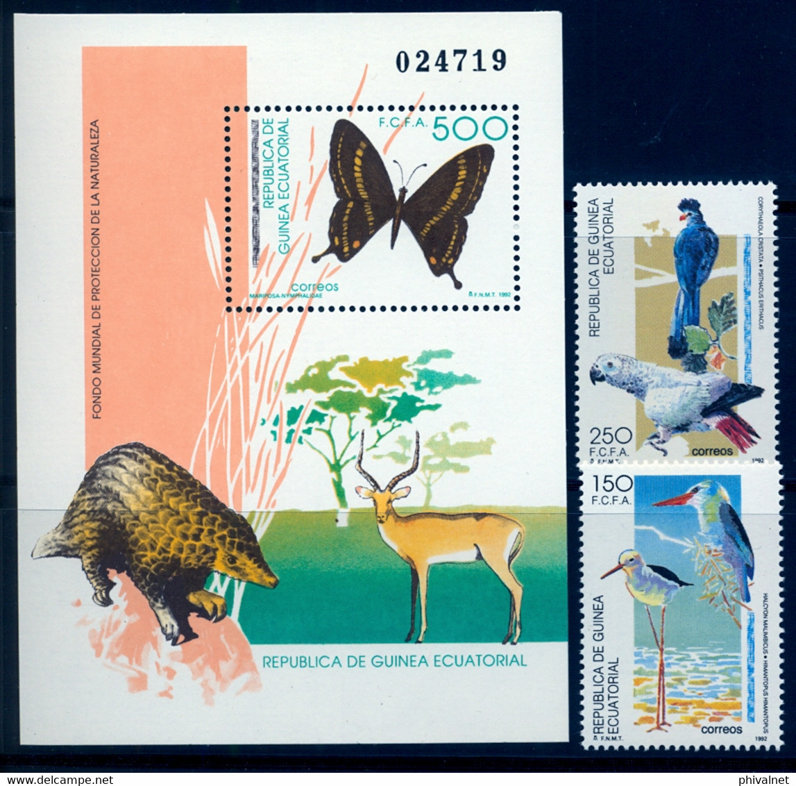 GUINEA ECUATORIAL , ED. 156 / 158 ** , PROTECCIÓN DE LA NATURALEZA , AVES , BIRDS , - Äquatorial-Guinea