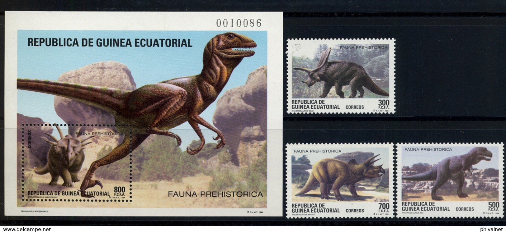 GUINEA ECUATORIAL , ED. 182 / 185 ** , FAUNA PREHISTÓRICA , DINOSAURIOS - Guinée Equatoriale