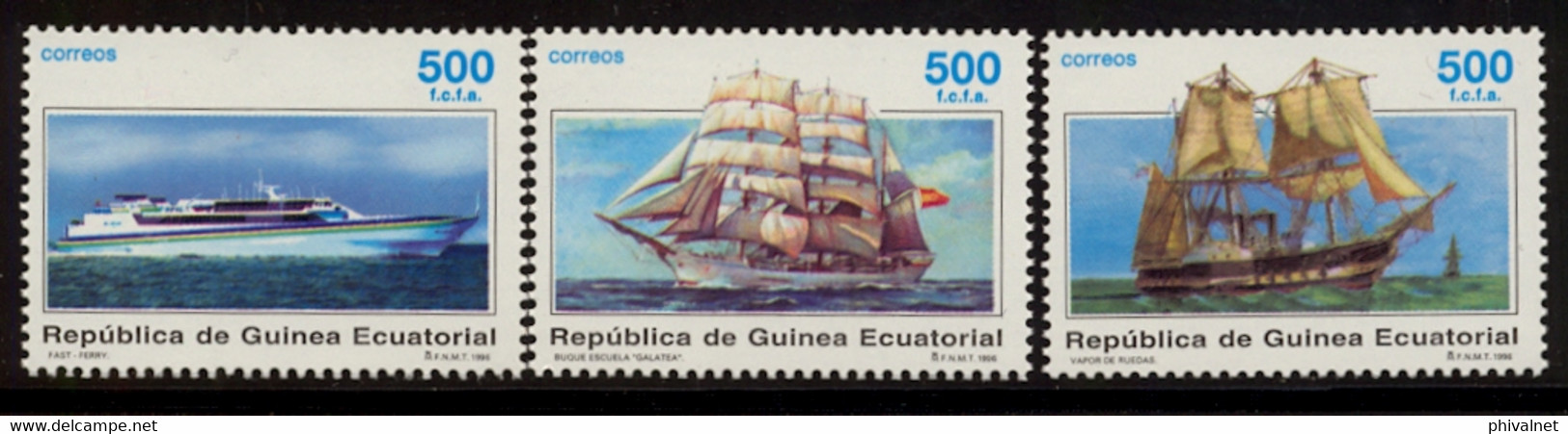 GUINEA ECUATORIAL , ED. 226 / 228 ** , BARCOS DE AYER Y DE HOY , SHIPS , VOITURES - Guinée Equatoriale