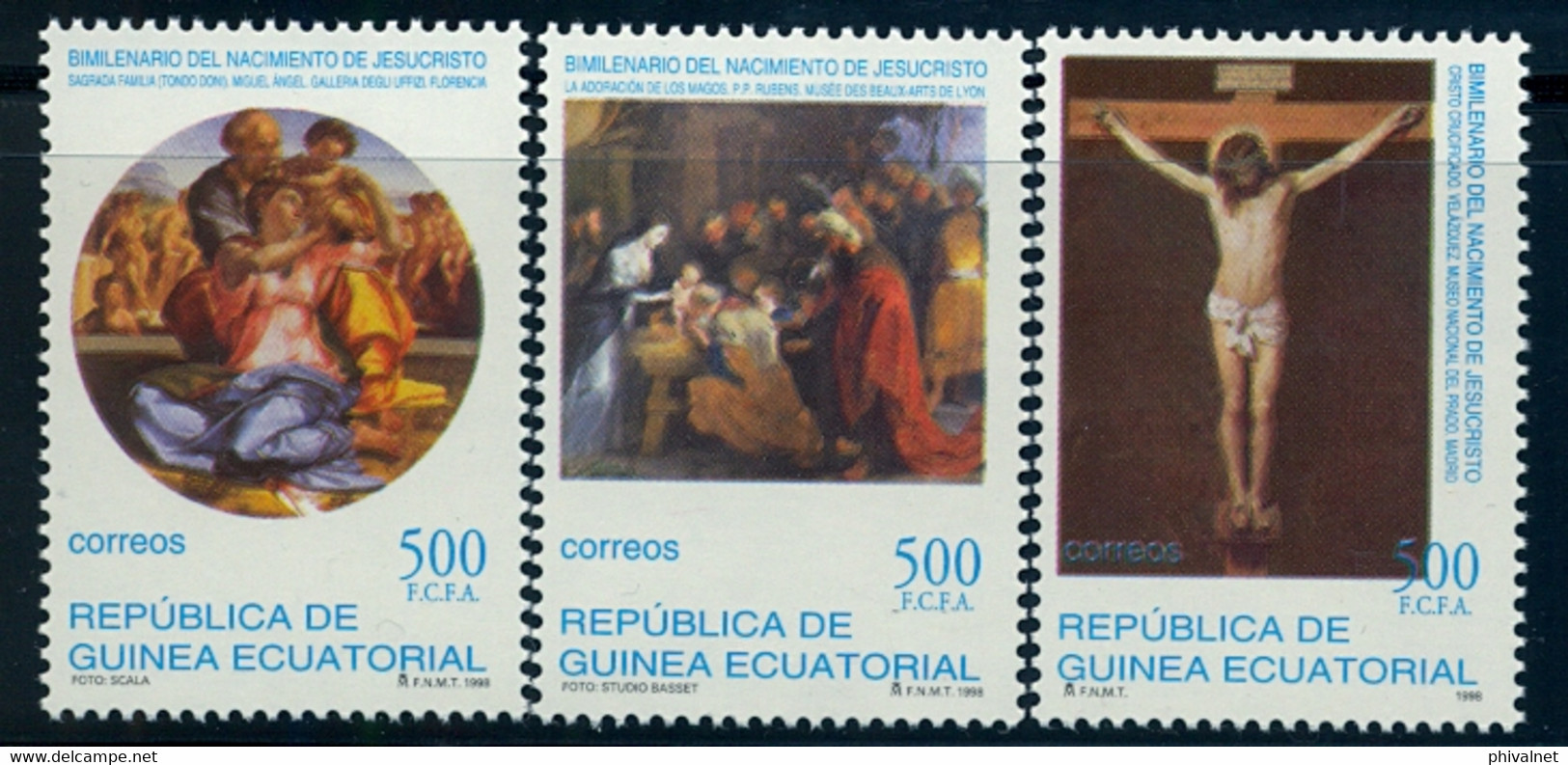 GUINEA ECUATORIAL , ED. 252 / 254 **, BIMILENARIO DEL NACIMIENTO DE JESUCRISTO , RELIGIÓN , ARTE , PINTURA - Equatoriaal Guinea