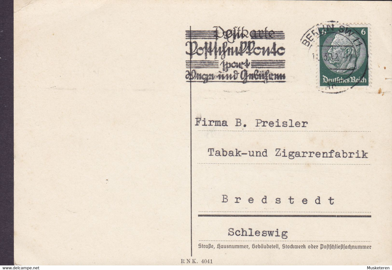 Lettres & Documents Deutsches Reich Slogan Flamme BERLIN 1942 Card
