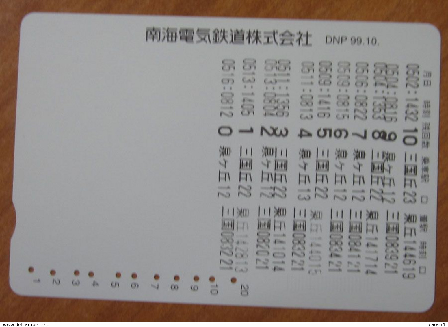 GIAPPONE Ticket Biglietto Bus Metro Nankai Card  - Usato - Mondo