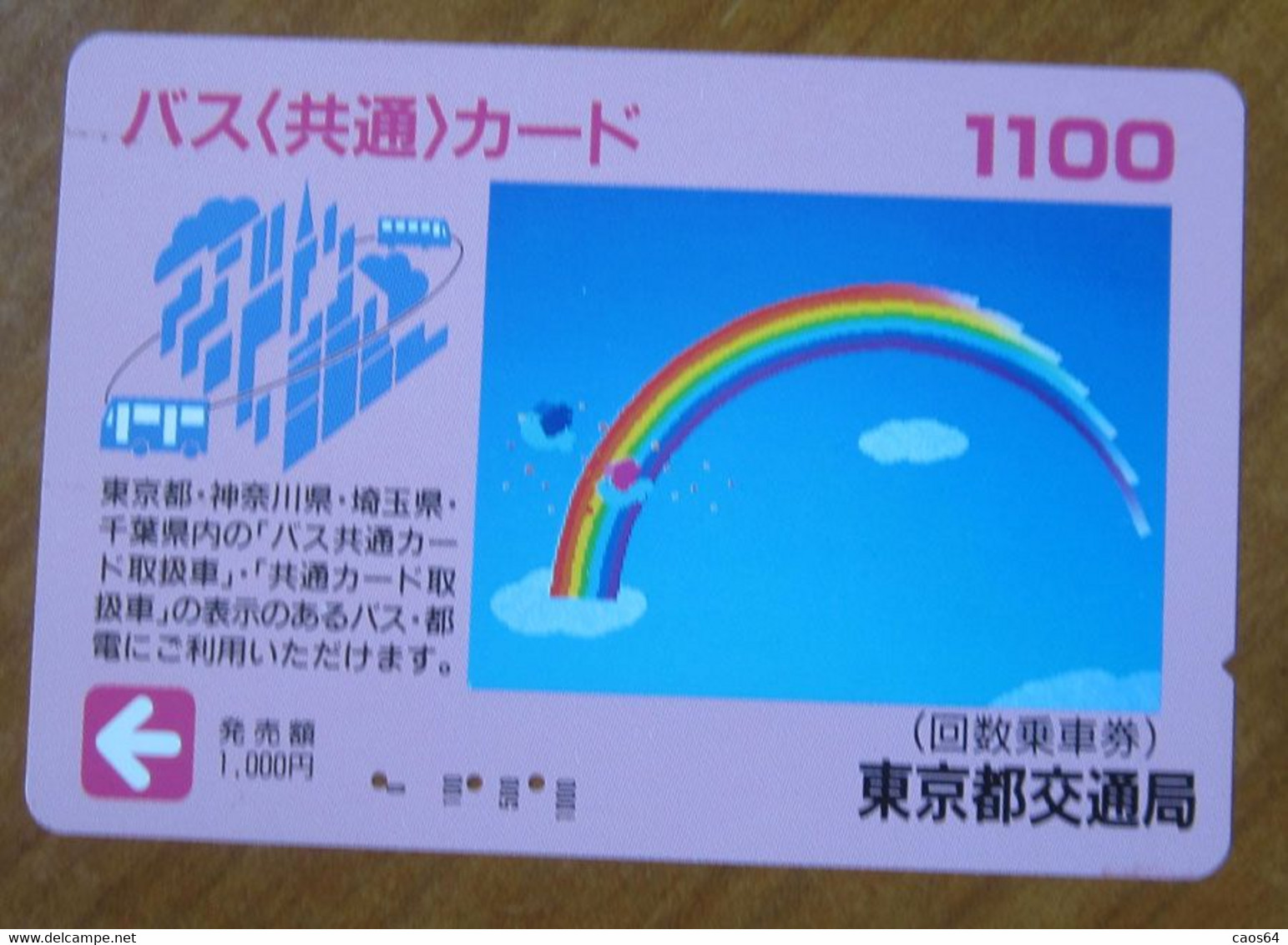GIAPPONE Ticket Biglietto  Treni  Metro Bus Rainbow Pink Card - 1100 Usato - Wereld