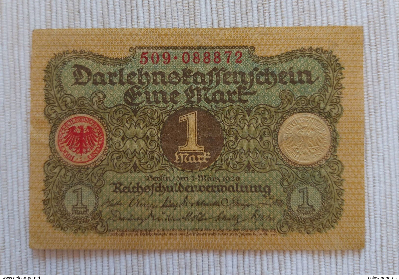 Germany 1920 - 1 Mark - Darlehenskassenschein - Rosenberg 64 - Nr 509.088872 - VVF - 1 Mark