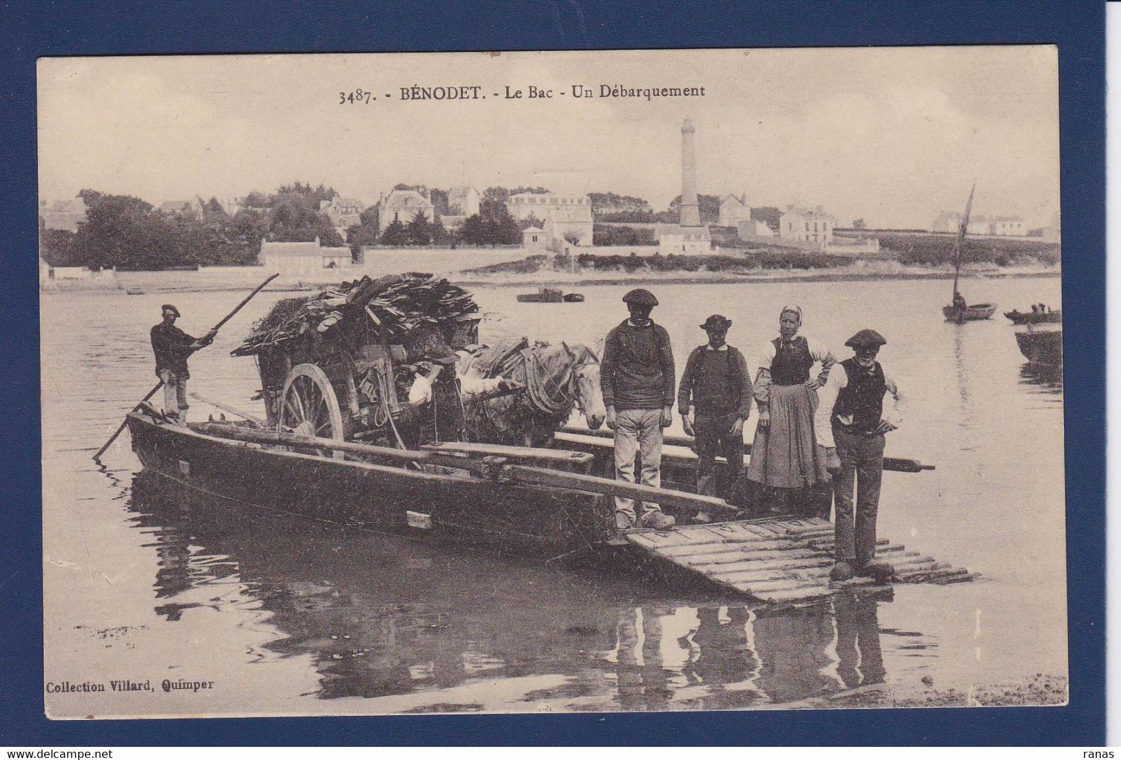 CPA [29] Finistère > Bénodet Le Bac Attelage écrite - Bénodet