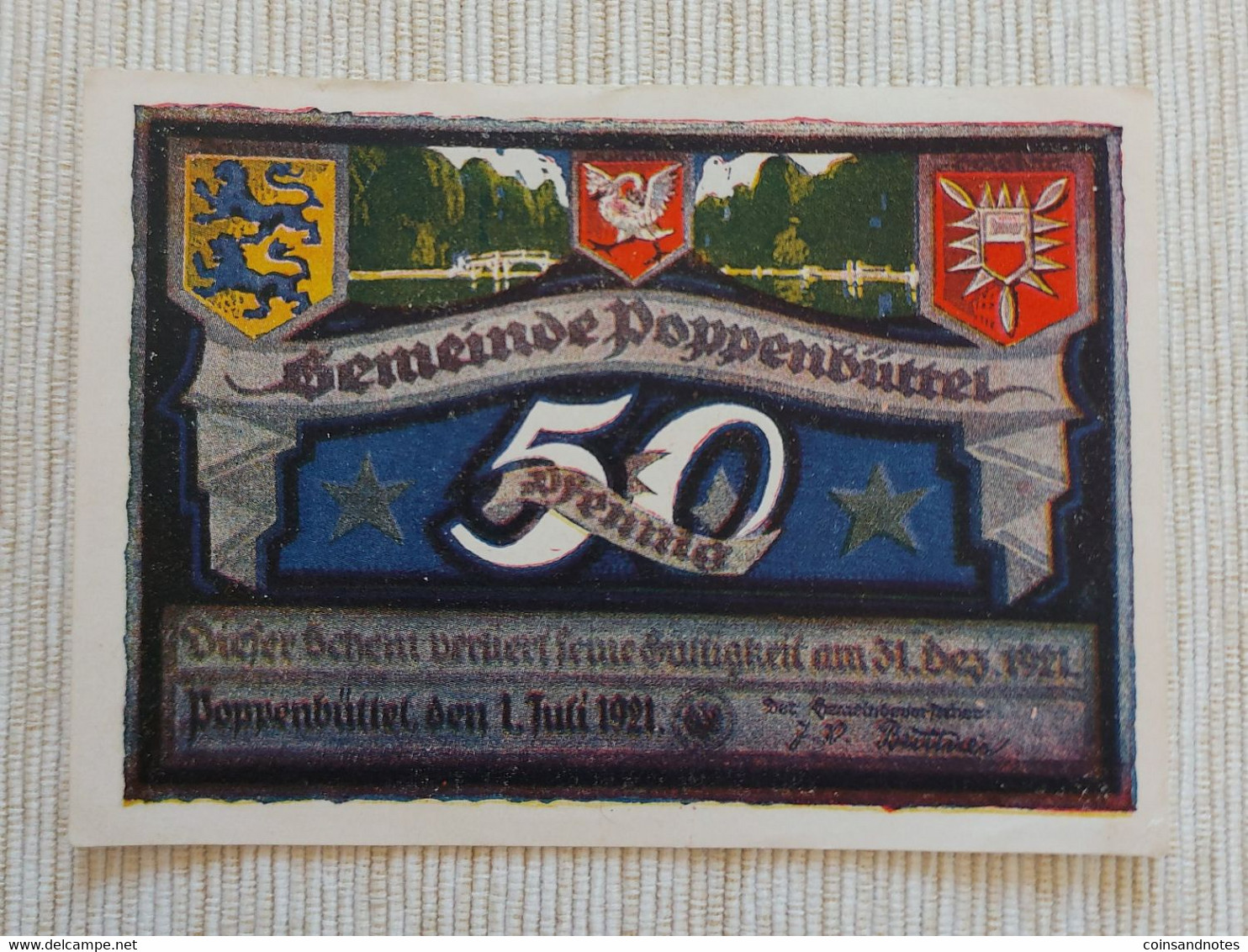 Germany 1921 - Notgeld Poppenbüttel - 50 Pfenning - UNC - Zonder Classificatie