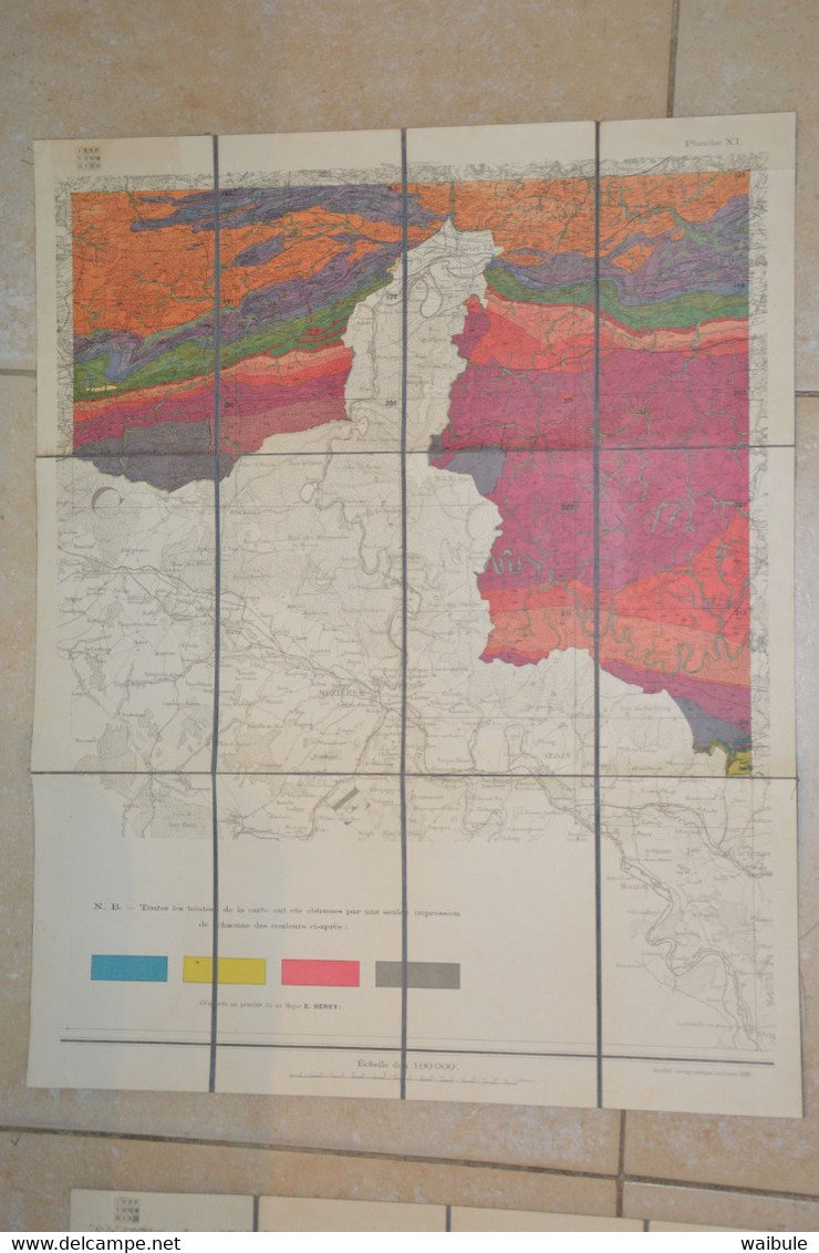 Bouillon Gedinne Mesnil Philippeville Chimay Boussu Carte Toilée Géologique 1920 - Carte Geographique