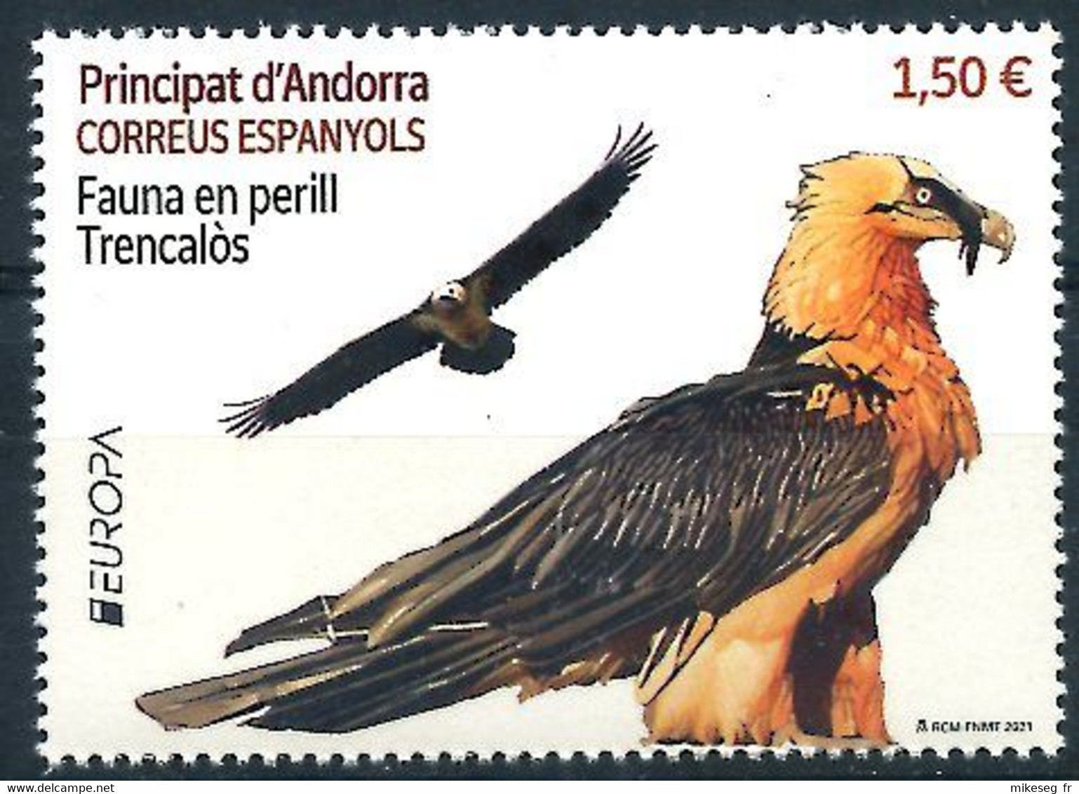 Europa 2021 - Andorre Espagnole -  Endangered Species, Espèces En Danger, Gefährdete Arten (gypaëte Barbu) ** - 2021