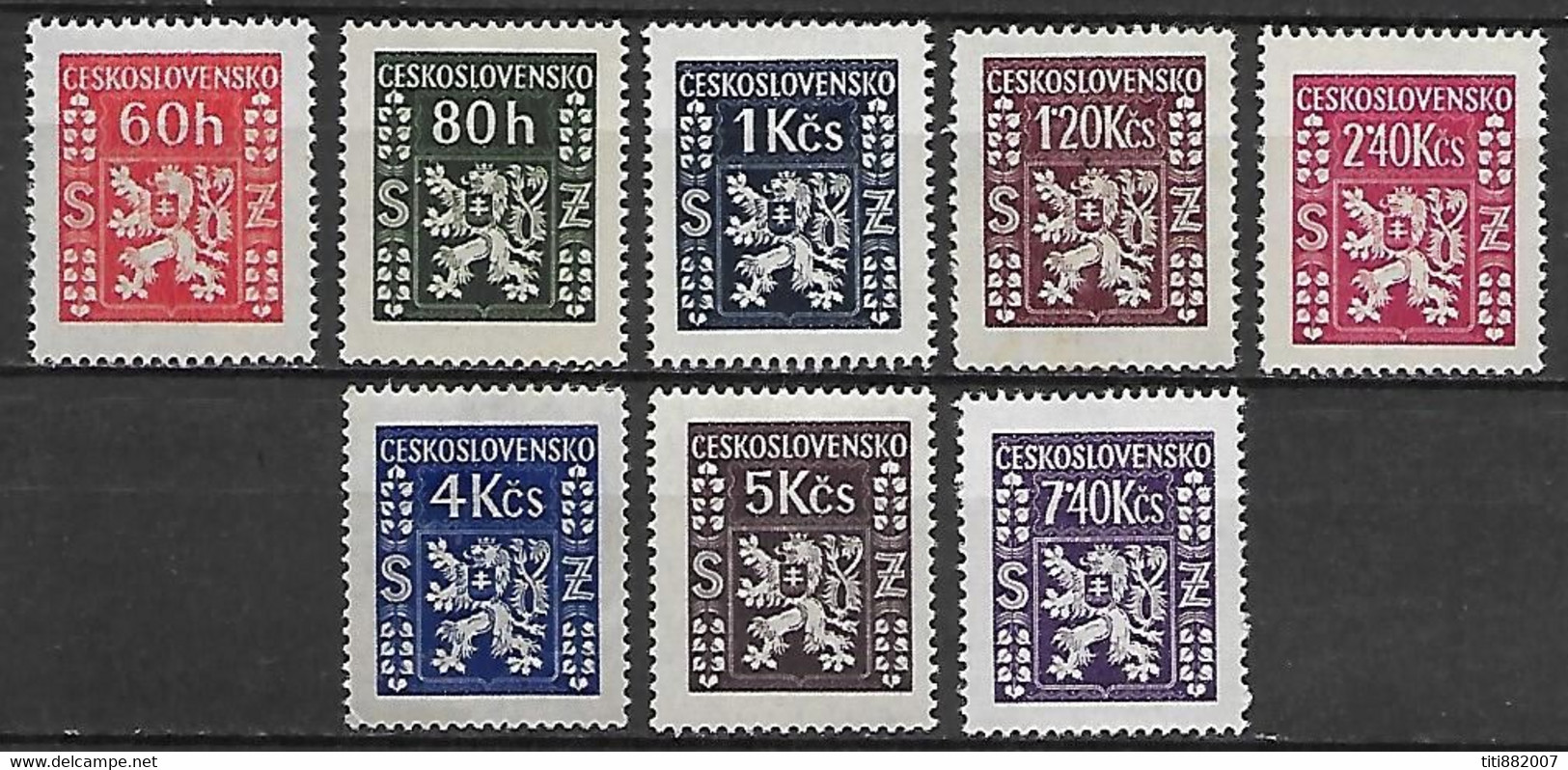 TCHECOSLOVAQUIE   -    SERVICE  -  1947.   Y&T N° 8 à 15 *.    Série Complète.    Lion Héraldique. - Official Stamps