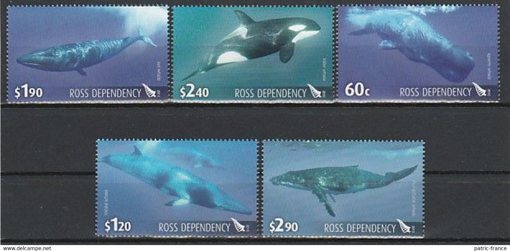 ANTARCTIQUE - ROSS 2010 Cétacés, Baleines - Yv. 125/129 ** - Unused Stamps