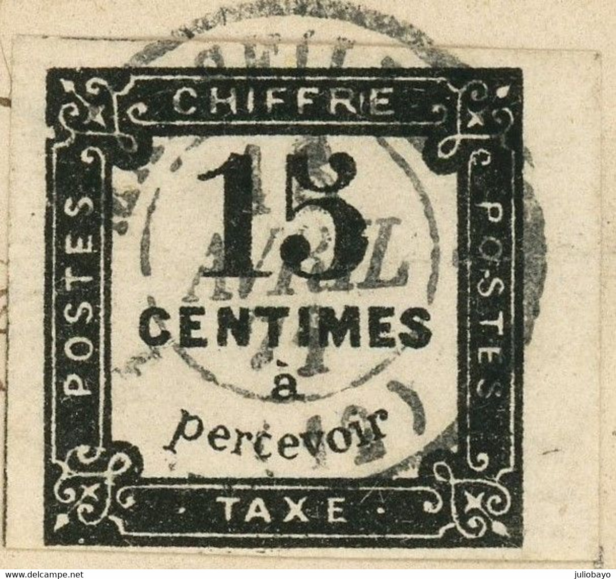 Promo 17 Avril 1871 15c TAXE LITHO. N°4 Bord De Feuille,signé Brun Et Jamet,obl. T.15 MARSEILLE - 1960-.... Briefe & Dokumente