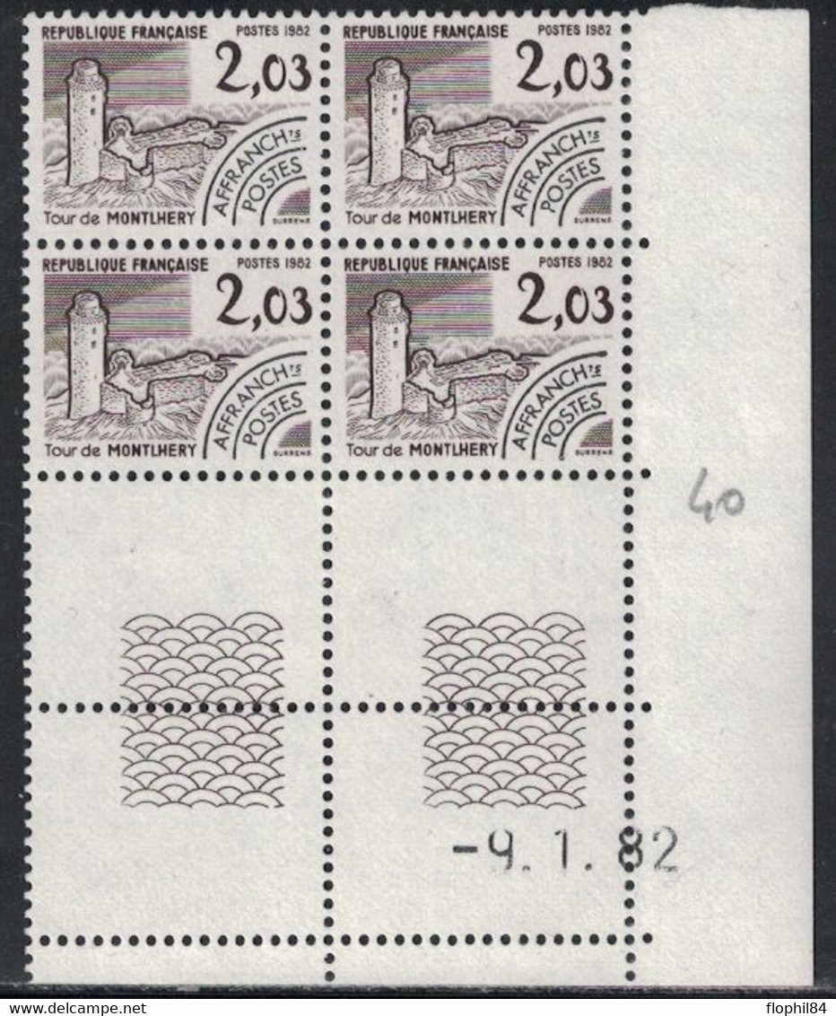 PREO - N°176 - BLOC DE 4 - COIN DATE -  9-1-1982 - COTE 5€ - Prematasellados