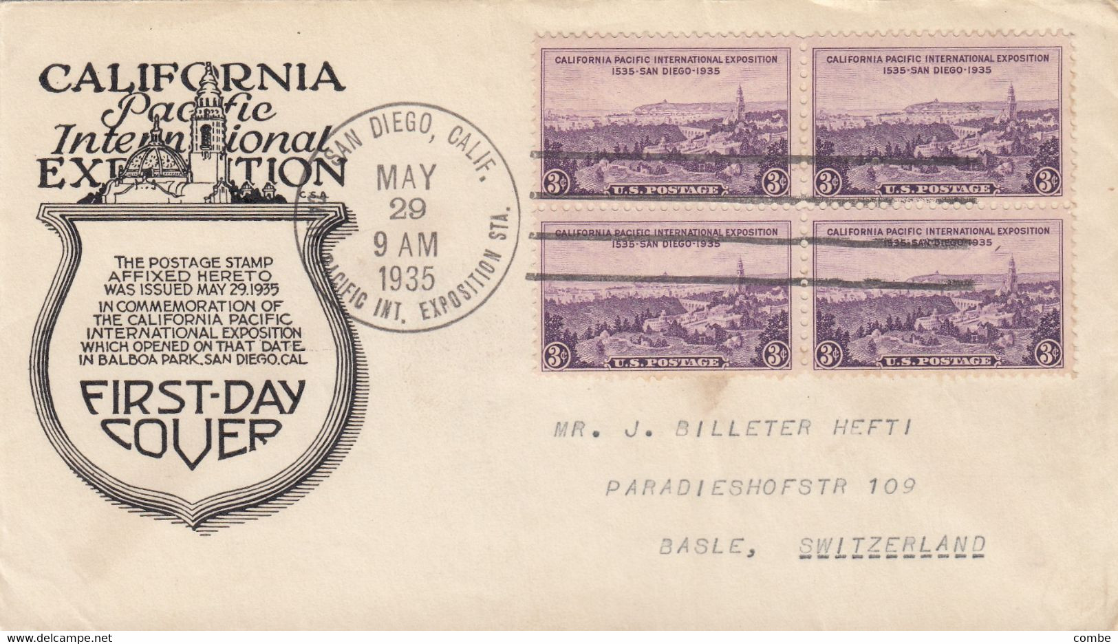 COVER. US. 29 5 35. CALIFORNIA-PACIFIC INTERNATIONAL EXPOSITION. SAN DIEGO - 1851-1940