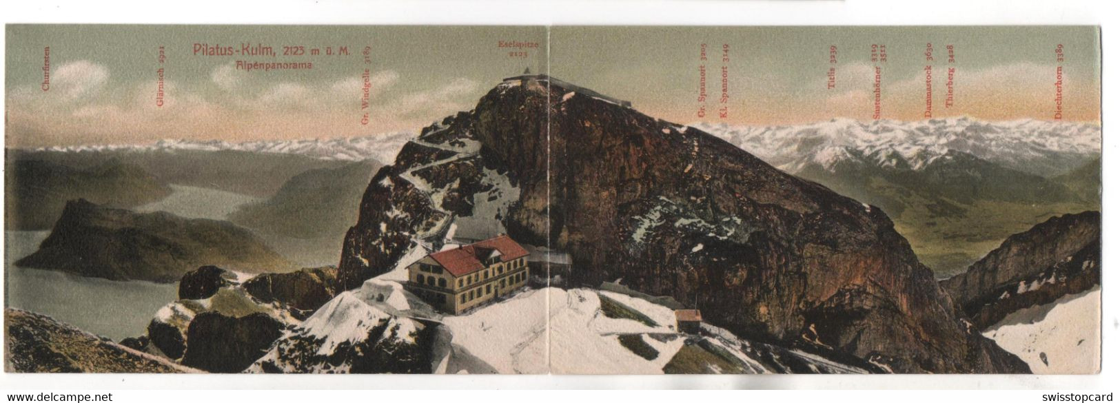 Panoramakarte PILATUS-KULM Doppel-AK - Andere & Zonder Classificatie