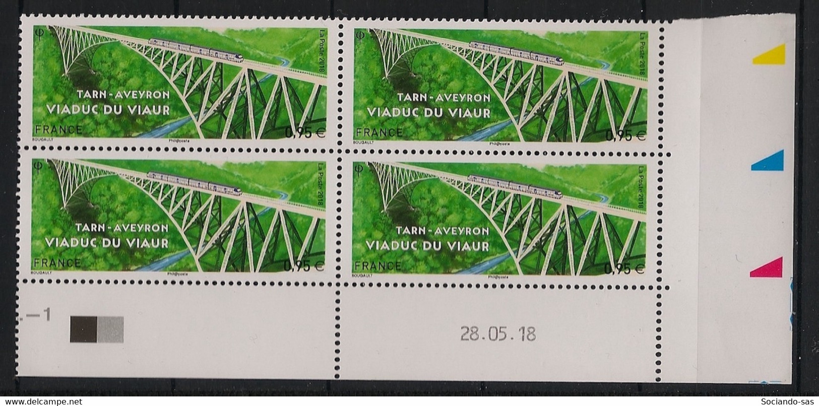 France - 2018 - N°Yv. 5247 - Viaduc Du Viaur - Bloc De 4 Coin Daté - Neuf Luxe ** / MNH / Postfrisch - 2010-2019