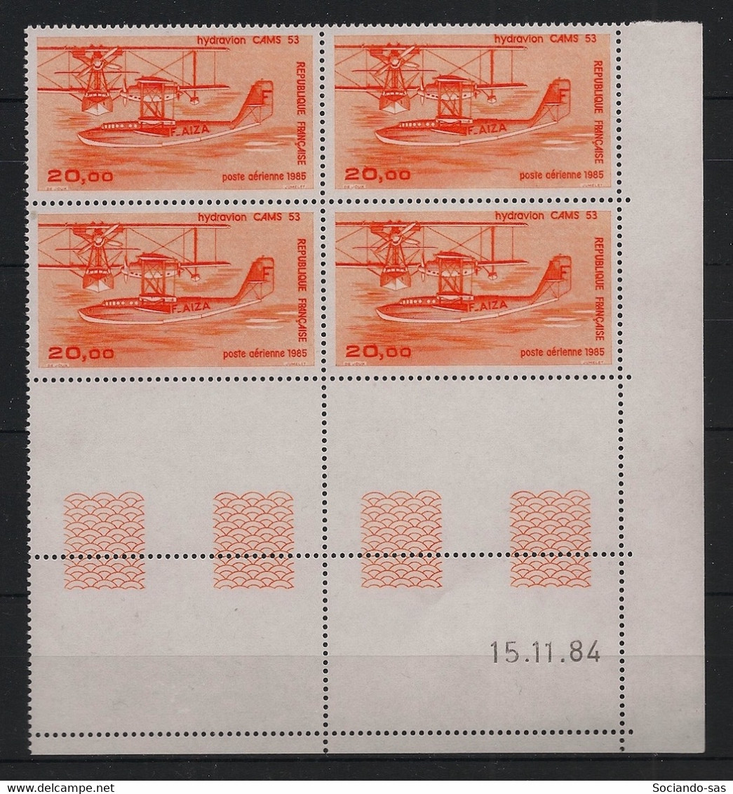 France - 1985 - PA N°Yv. 58 - Hydravion 20f Orange - Bloc De 4 Coin Daté - Neuf Luxe ** / MNH / Postfrisch - Poste Aérienne