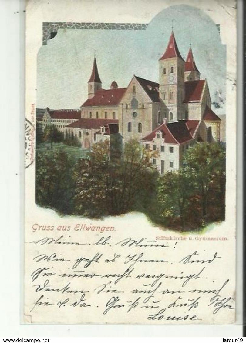 Gruss Aus Ellwangen  Stiftskirche U Gymnnasium 1910 - Ellwangen