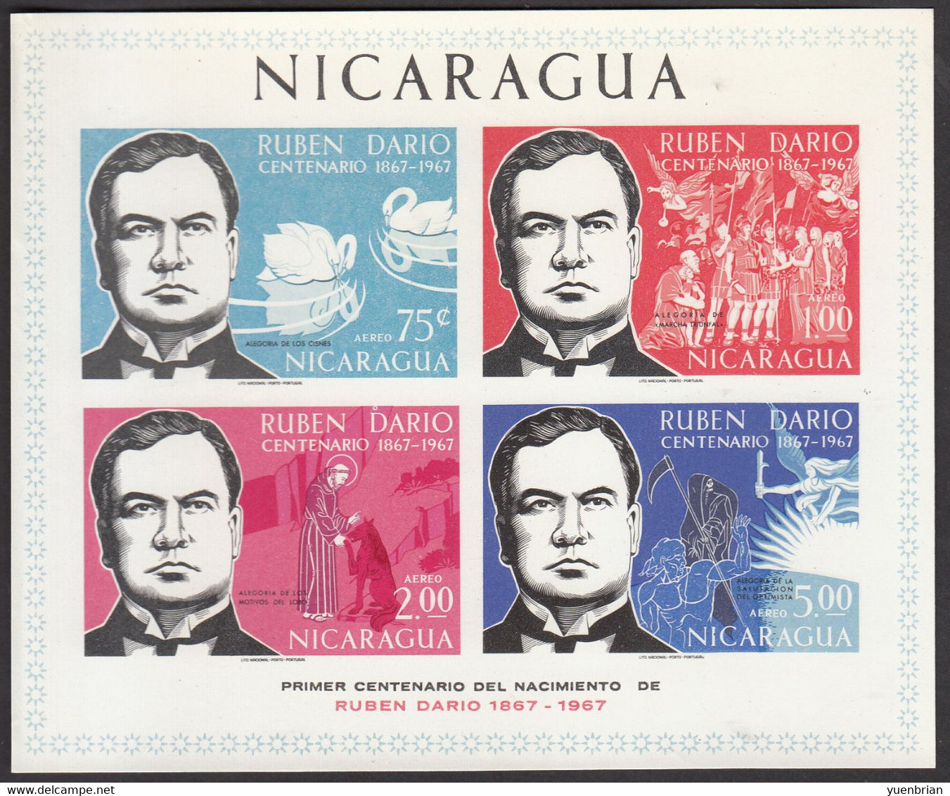 Nicaragua 1967, Bird, Birds, Swan, M/S Of 4v, ++++ Imperforated ++++ MNH**, Good Condition - Cygnes