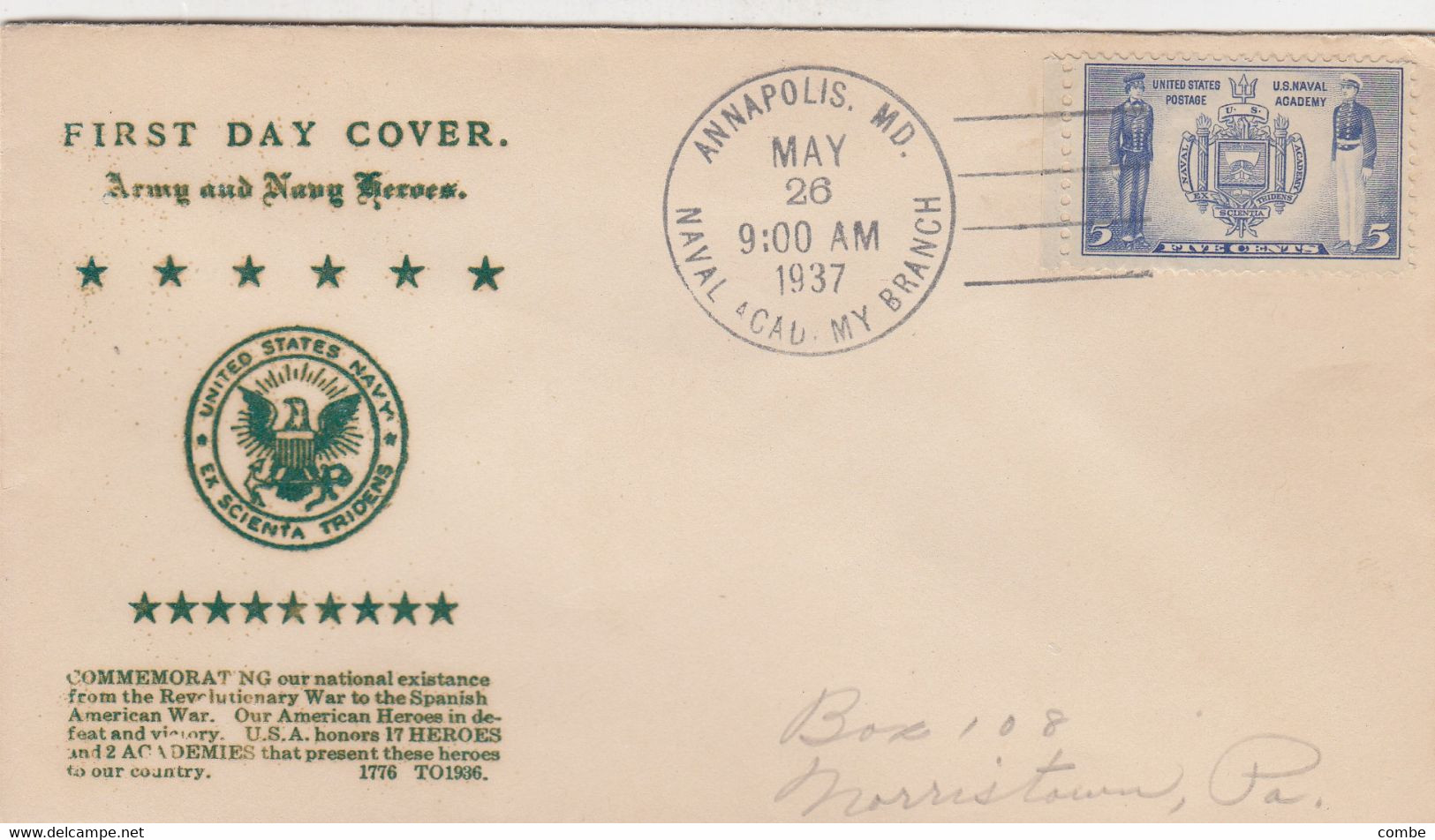 COVER. US. 26 MAY 37. ARMY AND NAVY HEROES. ANNAPOLIS - 1851-1940