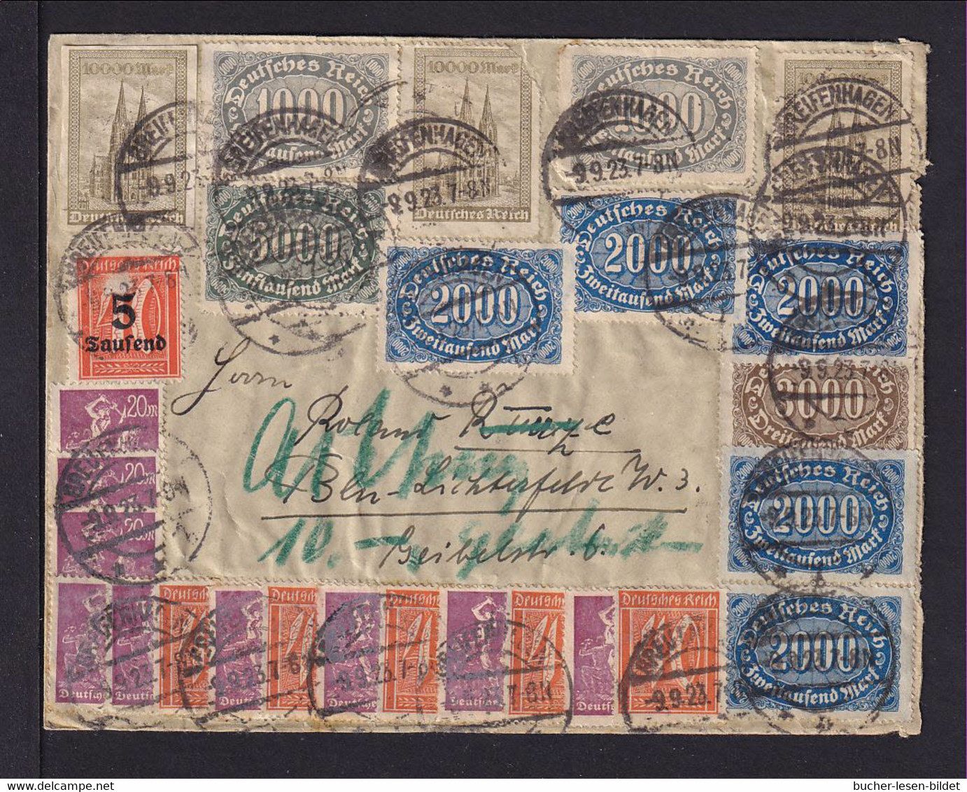 9.9.1923 - Dekorative Stufenfrankatur Auf Brief Ab Breifenhagen Nach Berlin - Covers & Documents