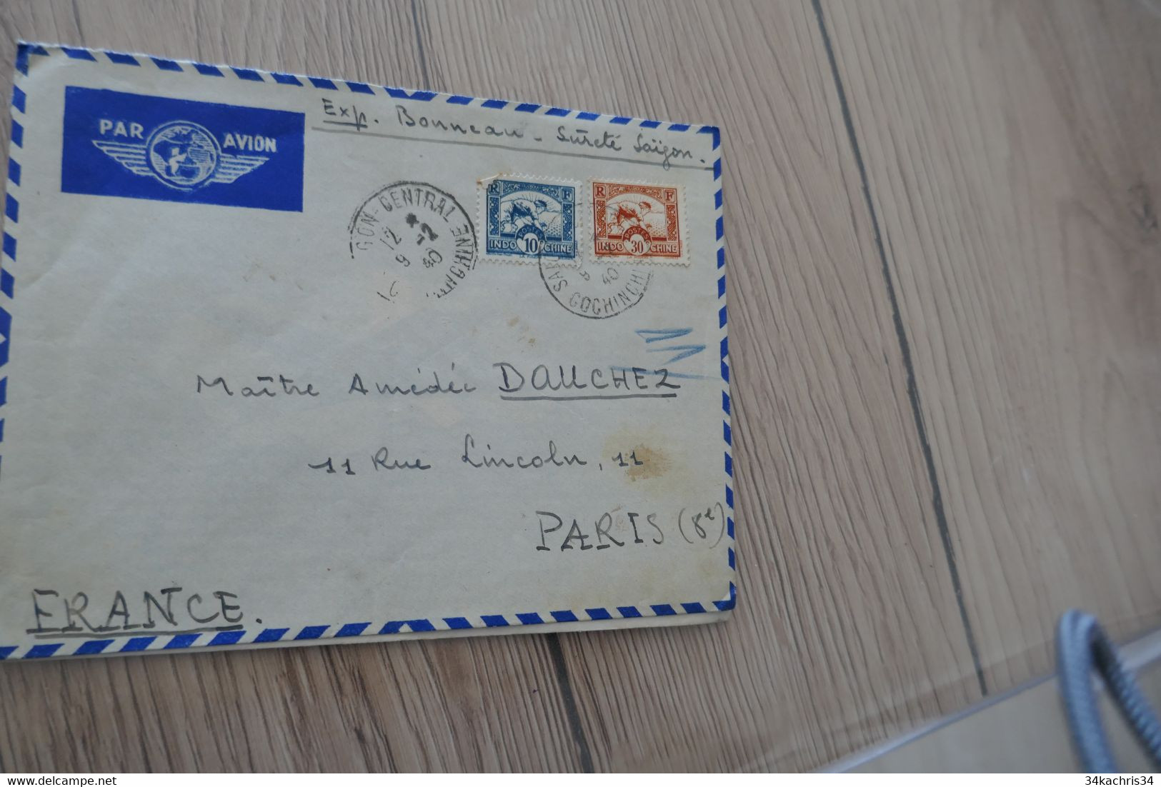 Lettre France Colonies Françaises Indochine Saïgon Pour Pris 2 TP Anciens 09/2/1940 - Storia Postale