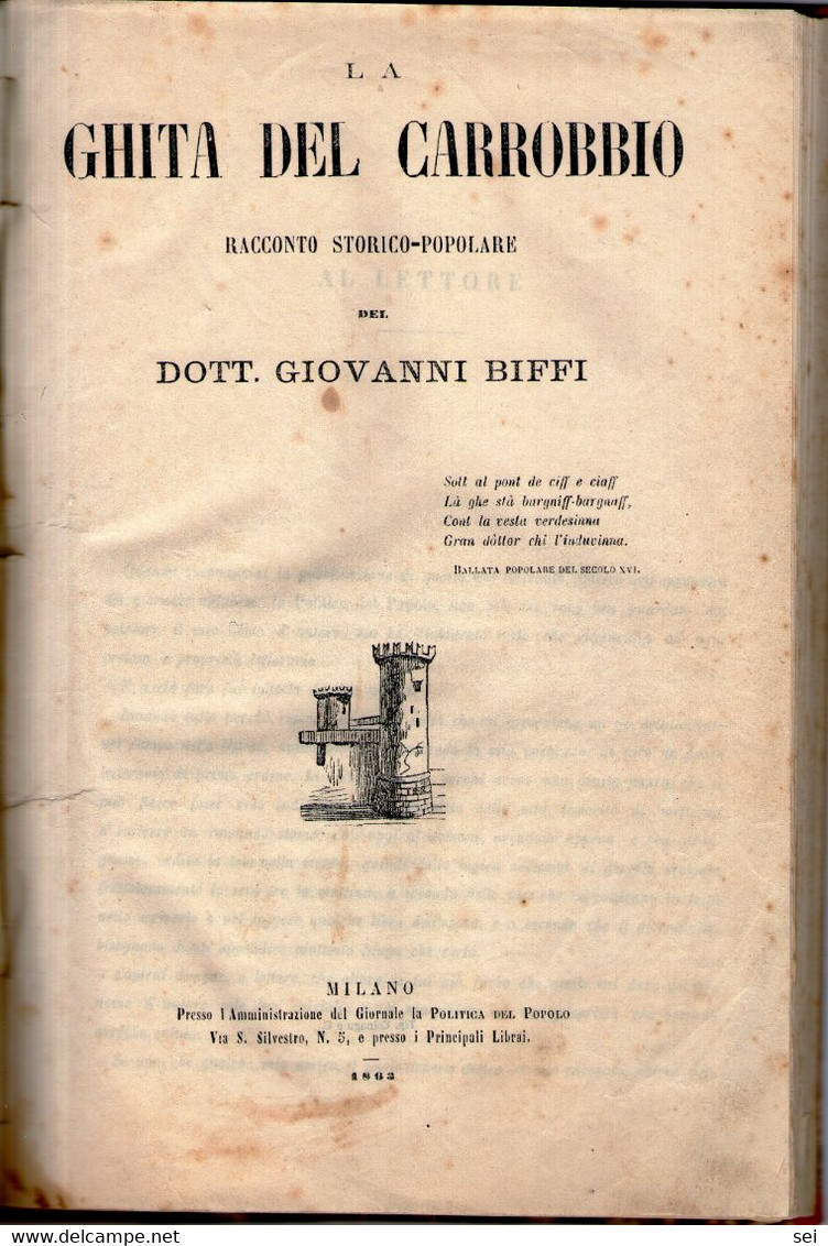 B 4274  - Biffi, Ghita Del Carrobbio, La Politica Del Popolo, Milano, 1863 - Anciens