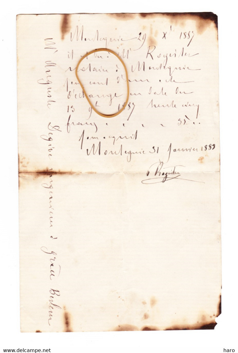 Lettre De 1889 - Notaire Rogister De MONTEGNEE Vers  Auguste Degive De GRÂCE - BERLEUR - Manuscripts