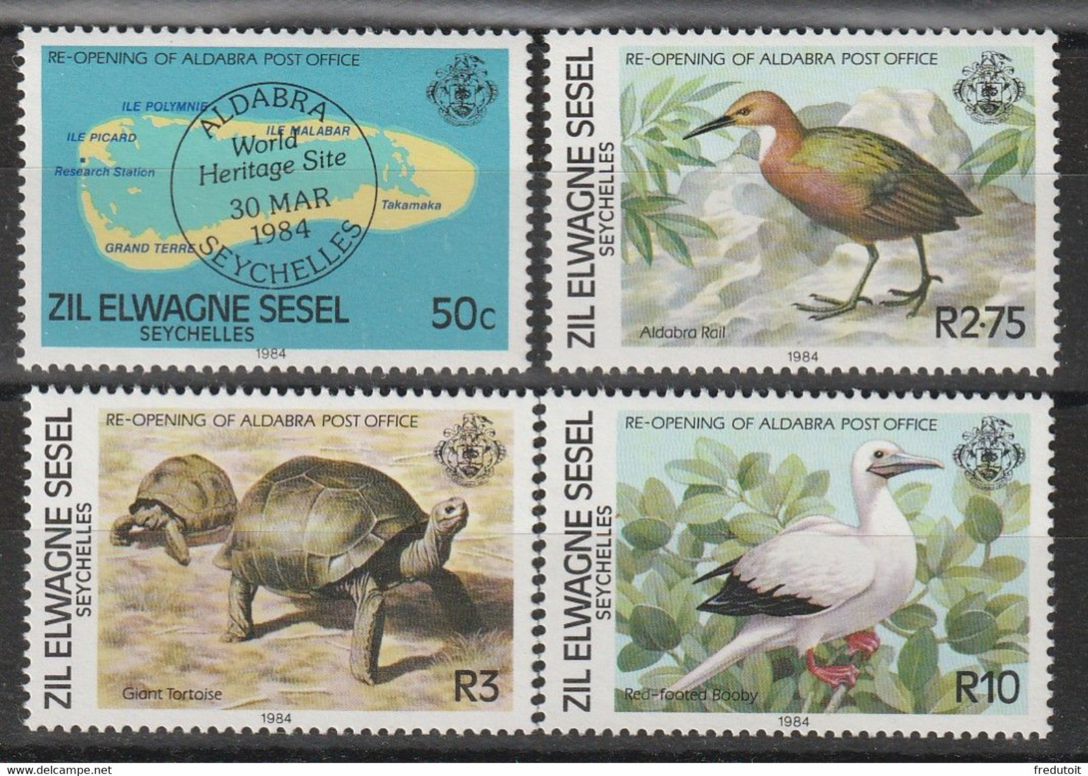 SEYCHELLES Zil Elwagne Sesel - N°93/6 ** (1984) Faune - Seychelles (1976-...)