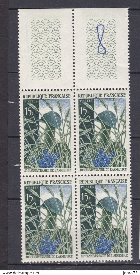 N° 1179 40ème Anniversaire De L'Armistice: Beau Bloc De 4 Timbres Neuf Impeccable Sans Charnière - Ungebraucht