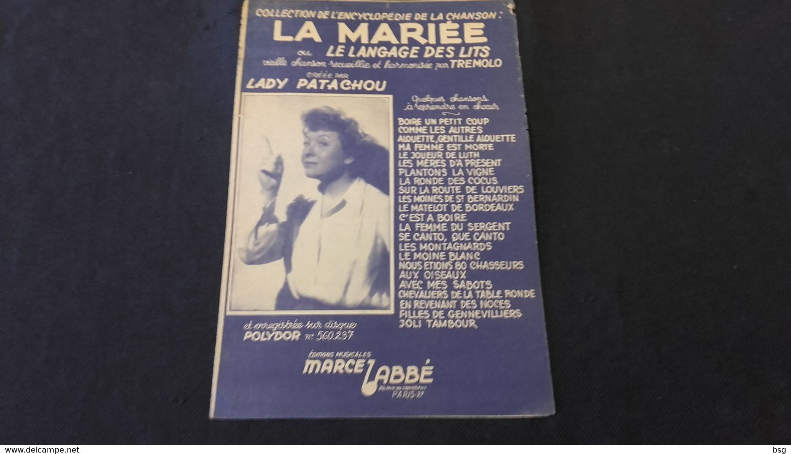 Partition Chanson La Mariée / Lady Patachou - Partituras