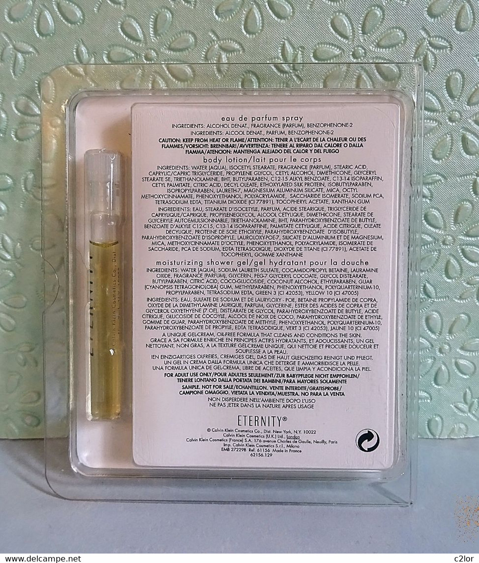 Pochette De 3 échantillons/tubes De Parfum ETERNITY De Calvin KLEIN - Echantillons (tubes Sur Carte)