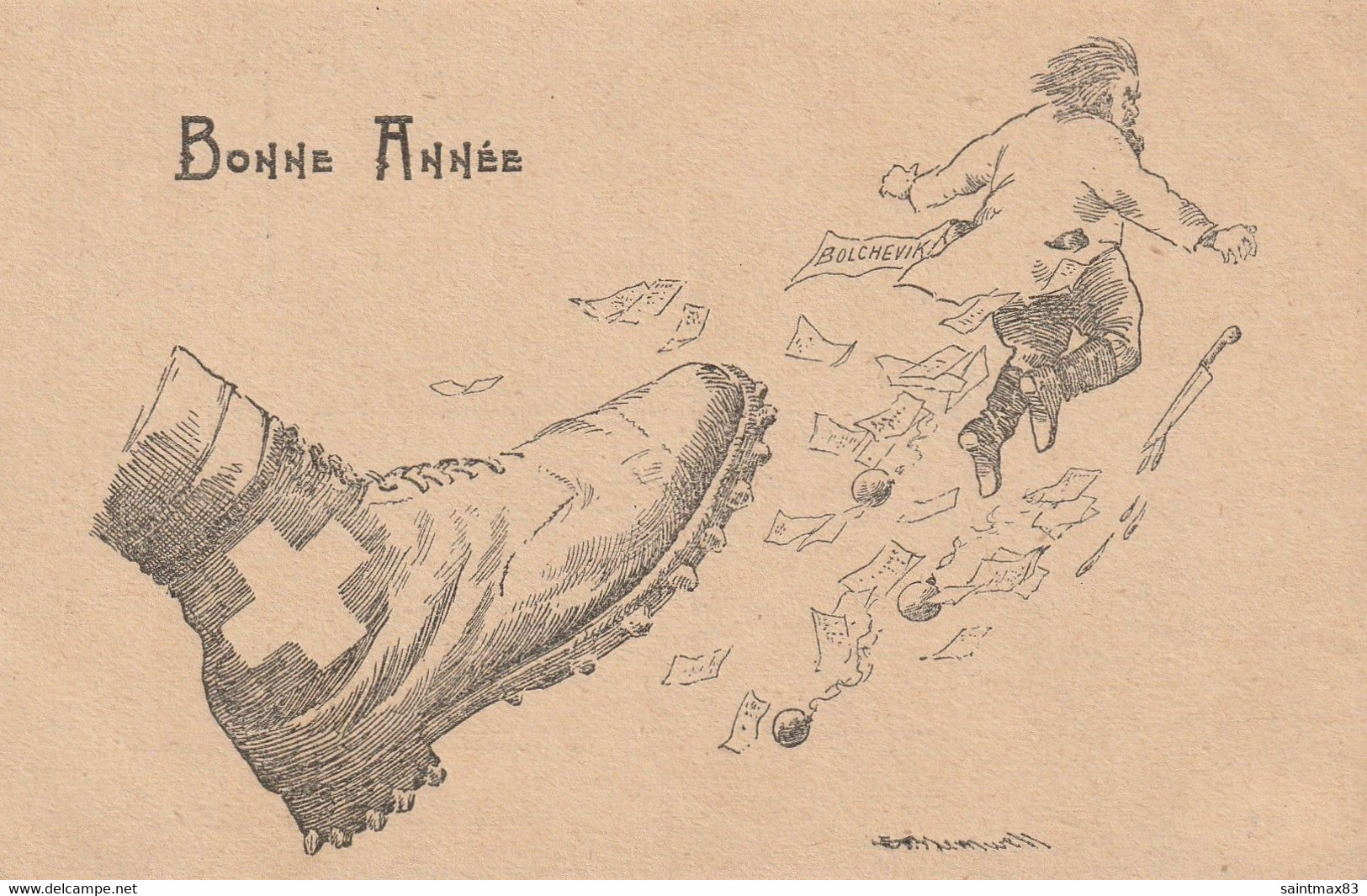 Carte Postale Suisse. Contre Le Bolchevisme. Humoristique. Bonne Année - WW II