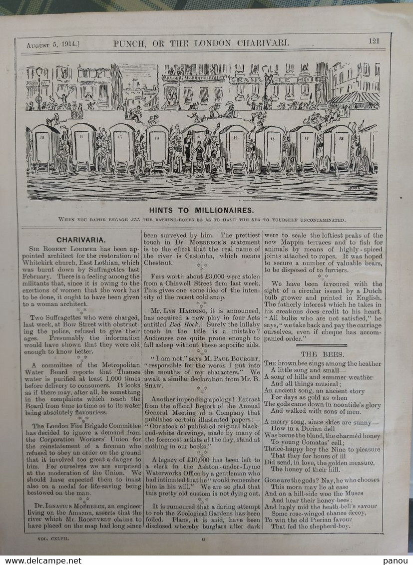 Punch, Or The London Charivari Vol CXLVII - AUGUST 5, 1914 - Magazine  20 Pages - Altri & Non Classificati