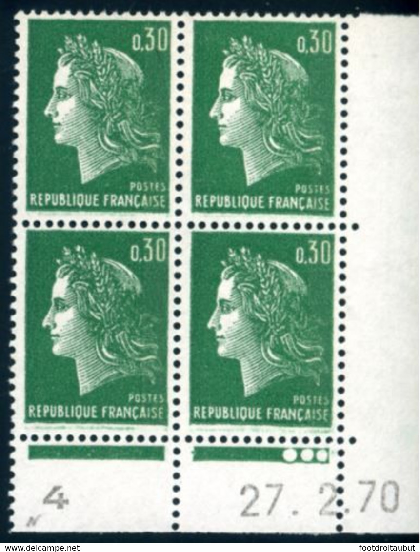 Marianne De Cheffer Y&T N° 1611b 30c Vert Typo 1 Bande De Phosphore (Dallay N° 1647) Du 27/02/1970 Neuf ** - 1970-1979