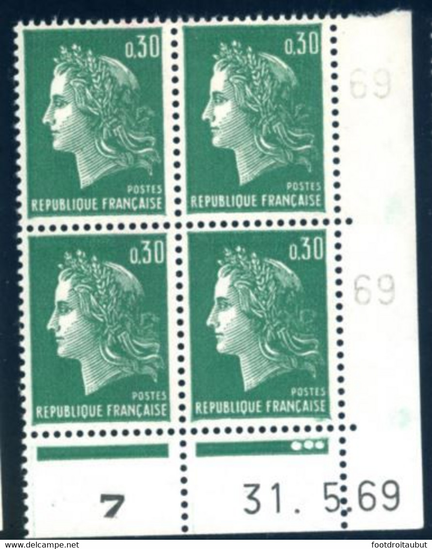 Marianne De Cheffer Y&T N° 1611 30c Vert Typo (Dallay N° 1647) Du 31/05/1969 Neuf ** - 1960-1969