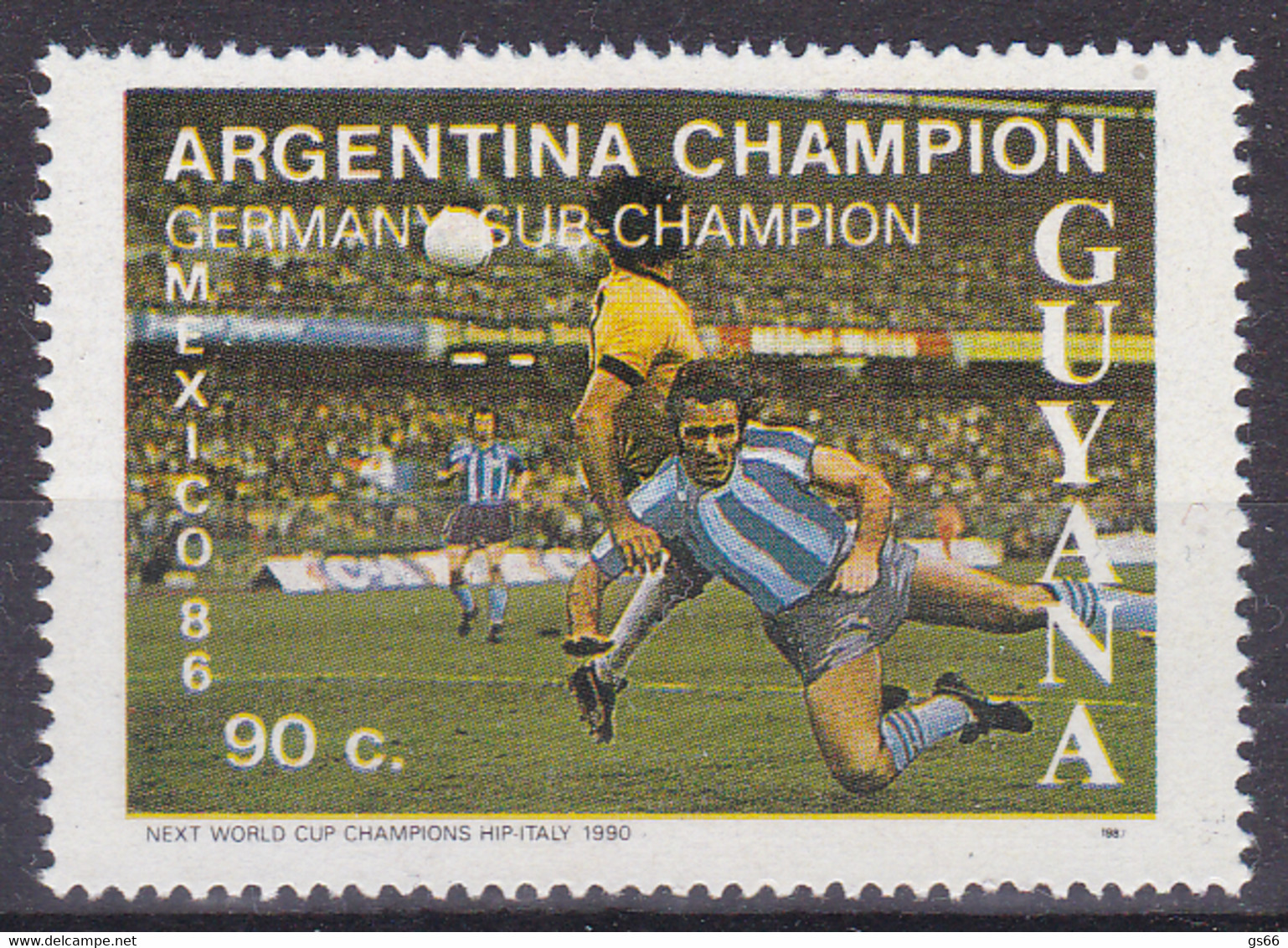 Guyana, 1986, Stamp From Aerogramme,  MNH **, Football World Cup Mexico 86, - 1986 – Mexico