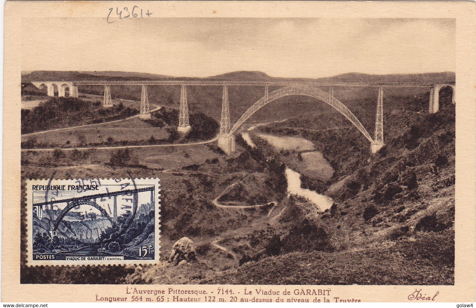 24361# CARTE MAXIMUM N°928 VIADUC DE GARABIT 1952 CANTAL AUVERGNE - 1921-1960: Periodo Moderno