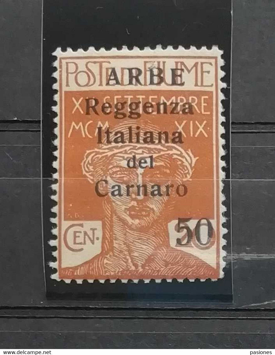 Arbe Reggenza Italiana Del Carnaro 1920 Cent. 50 Su 20 N.9 * - Arbe & Veglia