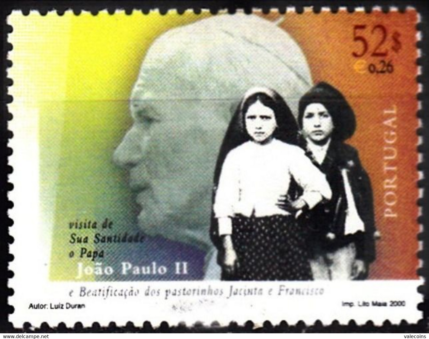 # PORTOGALLO PORTUGAL - 2000 - Pope John Paul II - Papa Giovanni Paolo Stamp MNH - Sonstige & Ohne Zuordnung