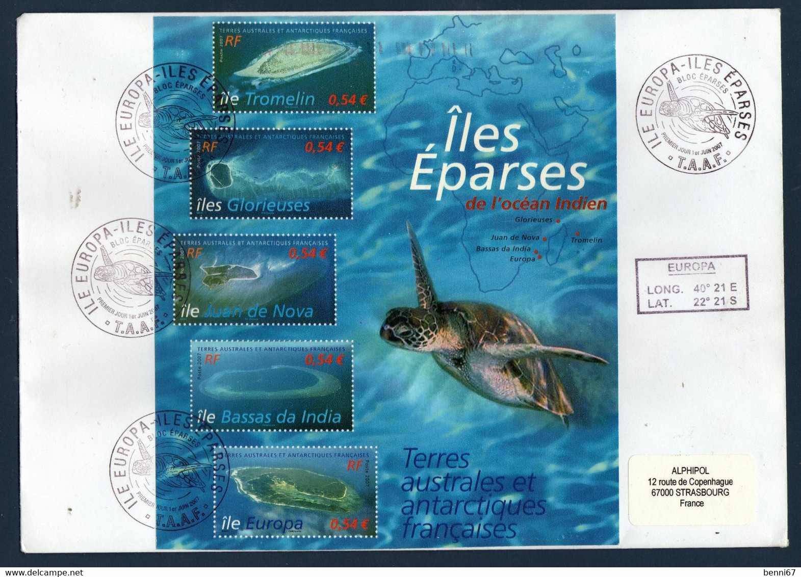 TAAF Iles Eparses Ile Europa Bloc S/env (scan Recto Verso) SUP  RR - Other & Unclassified