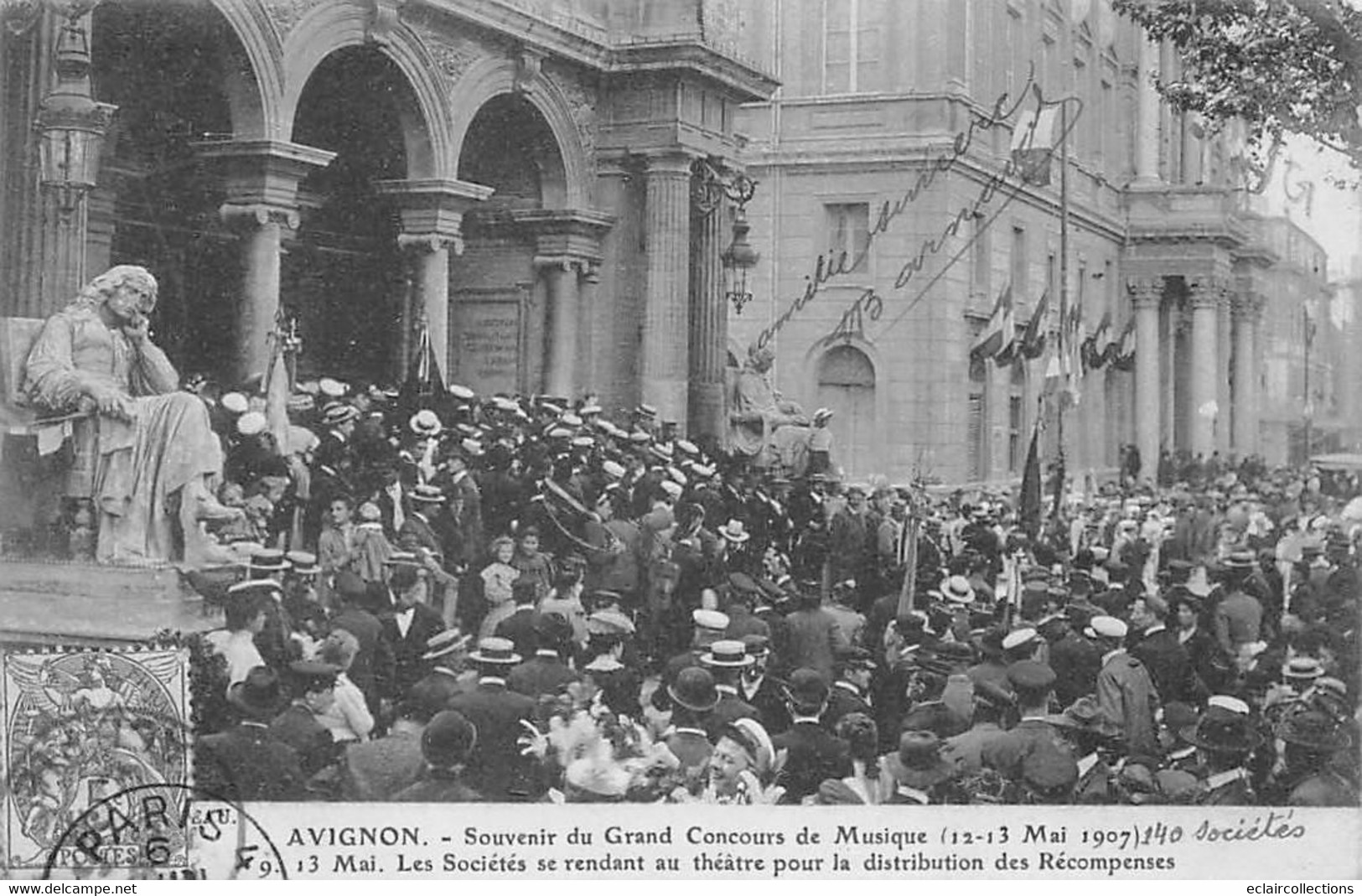 Avignon          84       Concours De Musique 1913 . Les Sociétés Se Rendent Au Théâtre    (voir Scan) - Avignon